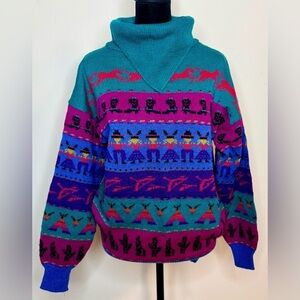 Vintage 80’s Gitano Tex Mex Western Mexican Cowboy Vaquero sweater Large